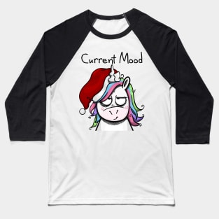 Christmas Unicorn in Quite a Mood - Light Baseball T-Shirt